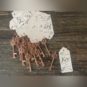 Copper Key Bottle Openers - 12 Party Favor Set